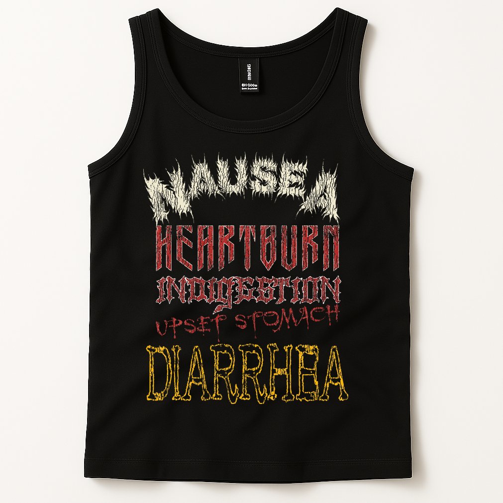 Thrash Metal Funny Heavy Nausea Heartburn Concert Tank Top