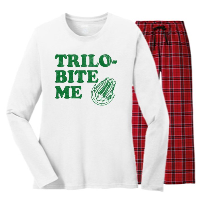 Trilobite Me Funny Paleontologist Women's Long Sleeve Flannel Pajama Set 