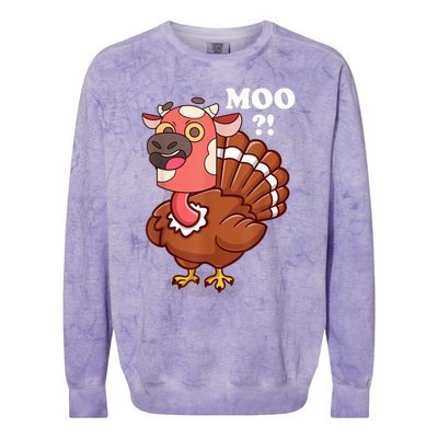 Turkey Moo Funny Thanksgiving Colorblast Crewneck Sweatshirt