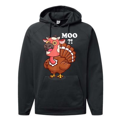 Turkey Moo Funny Thanksgiving Performance Fleece Hoodie