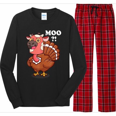 Turkey Moo Funny Thanksgiving Long Sleeve Pajama Set