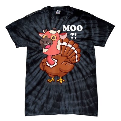 Turkey Moo Funny Thanksgiving Tie-Dye T-Shirt