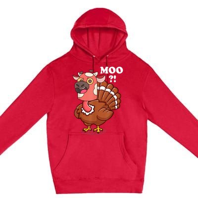 Turkey Moo Funny Thanksgiving Premium Pullover Hoodie