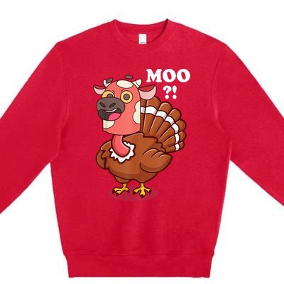 Turkey Moo Funny Thanksgiving Premium Crewneck Sweatshirt