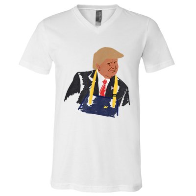 Trump Making Fries 2024 V-Neck T-Shirt