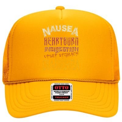 Thrash Metal Funny Heavy Nausea Heartburn Concert High Crown Mesh Back Trucker Hat