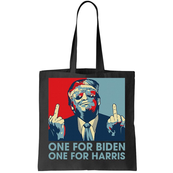 Trump Middle Finger To Biden Harris American Flag Tote Bag