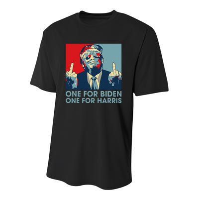 Trump Middle Finger To Biden Harris American Flag Youth Performance Sprint T-Shirt