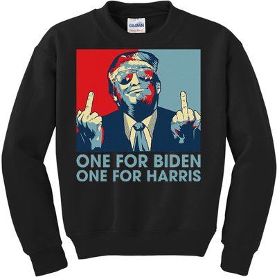 Trump Middle Finger To Biden Harris American Flag Kids Sweatshirt