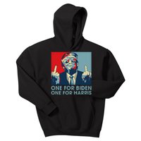 Trump Middle Finger To Biden Harris American Flag Kids Hoodie