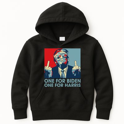 Trump Middle Finger To Biden Harris American Flag Kids Hoodie