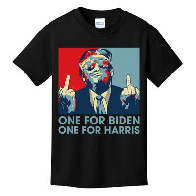 Trump Middle Finger To Biden Harris American Flag Kids T-Shirt