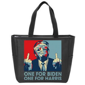 Trump Middle Finger To Biden Harris American Flag Zip Tote Bag