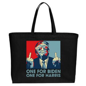 Trump Middle Finger To Biden Harris American Flag Cotton Canvas Jumbo Tote