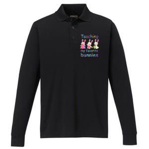 Teaching My Favorite Bunnies Easter Bunny Teachers Cool Gift Performance Long Sleeve Polo