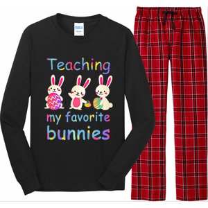 Teaching My Favorite Bunnies Easter Bunny Teachers Cool Gift Long Sleeve Pajama Set