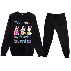 Teaching My Favorite Bunnies Easter Bunny Teachers Cool Gift Premium Crewneck Sweatsuit Set