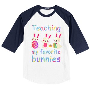 Teaching My Favorite Bunnies Easter Bunny Teachers Cool Gift Baseball Sleeve Shirt