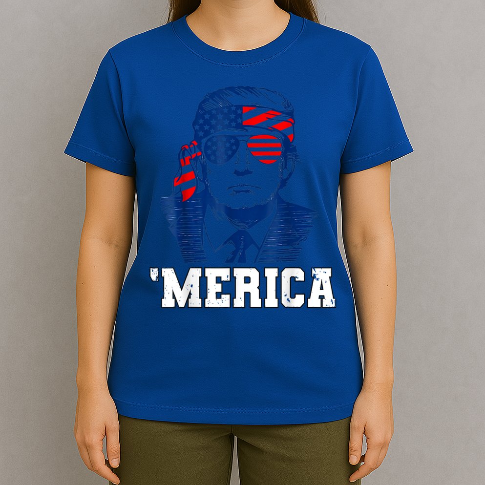 Trump Merica Funny Trump 4th Of July 2024 Sunglasses Us Flag Gift T-Shirt