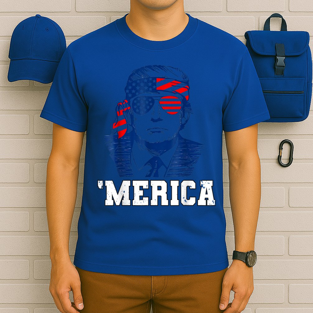 Trump Merica Funny Trump 4th Of July 2024 Sunglasses Us Flag Gift T-Shirt