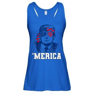 Trump Merica Funny Trump 4th Of July 2024 Sunglasses Us Flag Gift Ladies Essential Flowy Tank