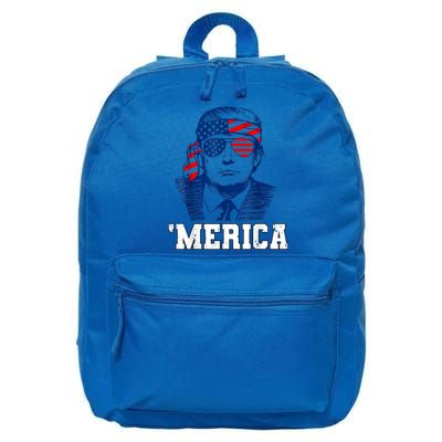 Trump Merica Funny Trump 4th Of July 2024 Sunglasses Us Flag Gift 16 in Basic Backpack