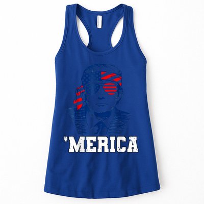Trump Merica Funny Trump 4th Of July 2024 Sunglasses Us Flag Gift Womens Tank Top