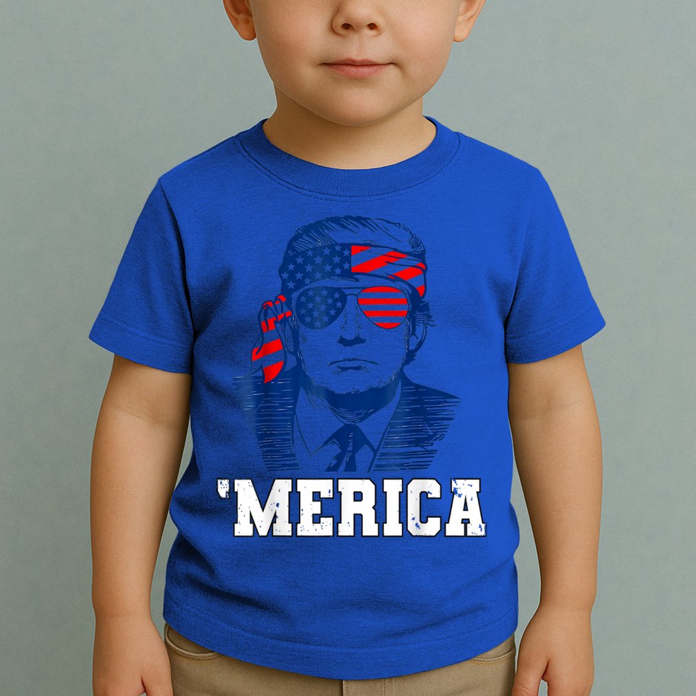 Trump Merica Funny Trump 4th Of July 2024 Sunglasses Us Flag Gift Toddler T-Shirt