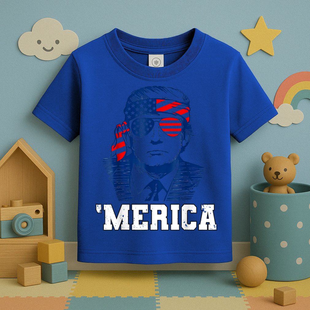 Trump Merica Funny Trump 4th Of July 2024 Sunglasses Us Flag Gift Toddler T-Shirt