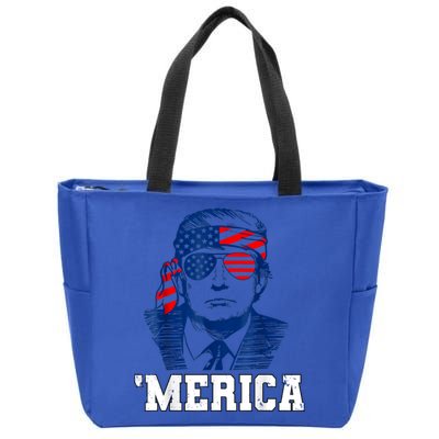 Trump Merica Funny Trump 4th Of July 2024 Sunglasses Us Flag Gift Zip Tote Bag