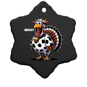 Turkey Moo Funny Thanksgiving Ceramic Star Ornament