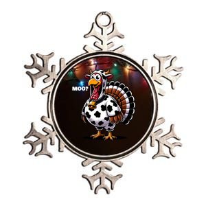 Turkey Moo Funny Thanksgiving Metallic Star Ornament