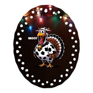 Turkey Moo Funny Thanksgiving Ceramic Oval Ornament