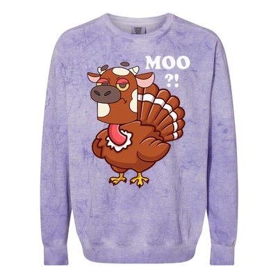 Turkey Moo Funny Thanksgiving Colorblast Crewneck Sweatshirt