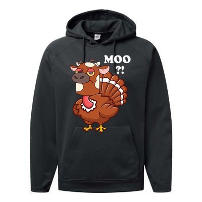 Turkey Moo Funny Thanksgiving Performance Fleece Hoodie