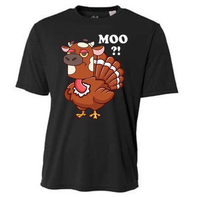 Turkey Moo Funny Thanksgiving Cooling Performance Crew T-Shirt