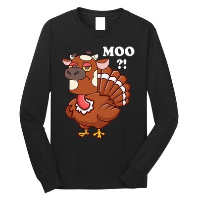 Turkey Moo Funny Thanksgiving Long Sleeve Shirt