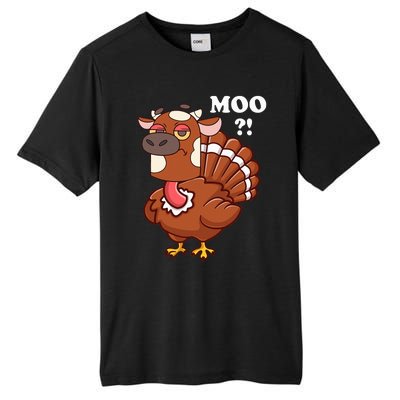 Turkey Moo Funny Thanksgiving Tall Fusion ChromaSoft Performance T-Shirt