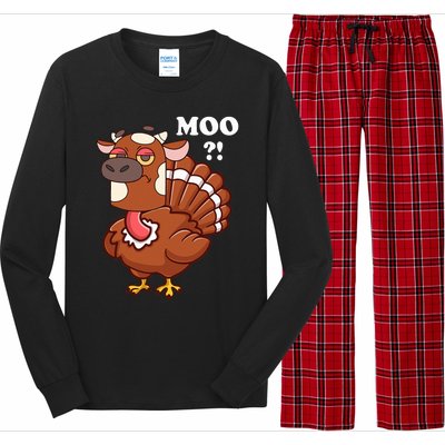 Turkey Moo Funny Thanksgiving Long Sleeve Pajama Set