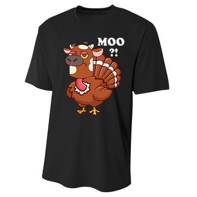 Turkey Moo Funny Thanksgiving Performance Sprint T-Shirt