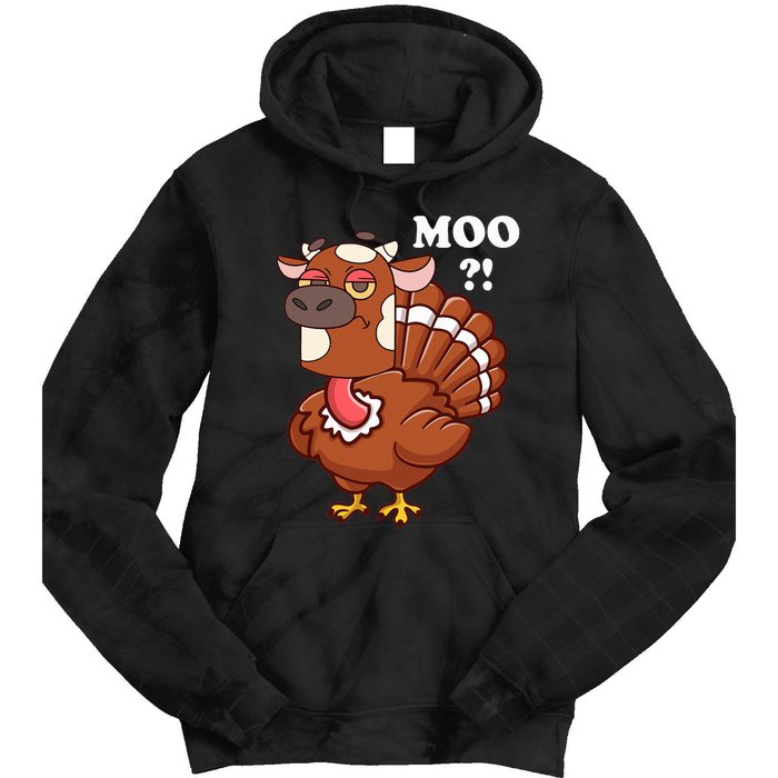 Turkey Moo Funny Thanksgiving Tie Dye Hoodie