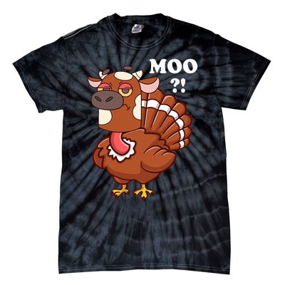 Turkey Moo Funny Thanksgiving Tie-Dye T-Shirt