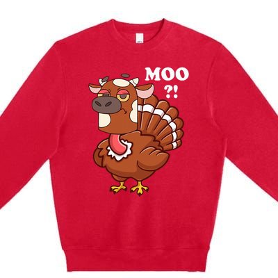 Turkey Moo Funny Thanksgiving Premium Crewneck Sweatshirt