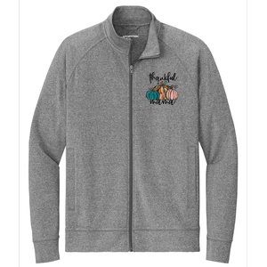 Thankful Mama Fall Season Pumpkin Design Gift Stretch Full-Zip Cadet Jacket