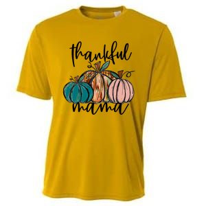 Thankful Mama Fall Season Pumpkin Design Gift Cooling Performance Crew T-Shirt