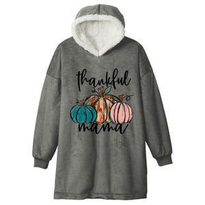 Thankful Mama Fall Season Pumpkin Design Gift Hooded Wearable Blanket