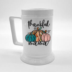 Thankful Mama Fall Season Pumpkin Design Gift Beer Stein