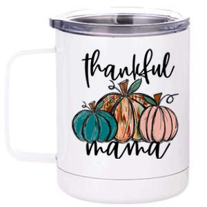 Thankful Mama Fall Season Pumpkin Design Gift 12 oz Stainless Steel Tumbler Cup