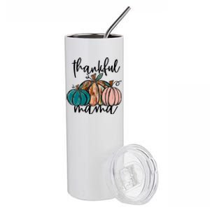 Thankful Mama Fall Season Pumpkin Design Gift Stainless Steel Tumbler