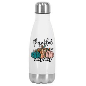 Thankful Mama Fall Season Pumpkin Design Gift Stainless Steel Insulated Water Bottle